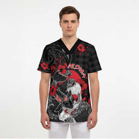 Personalised Hawaiian And Japanese Scrub Top Aloha Koi Fish Palaka Patterns - Polynesian Pride