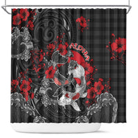 Hawaiian And Japanese Shower Curtain Aloha Koi Fish Palaka Patterns - Polynesian Pride
