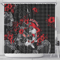 Hawaiian And Japanese Shower Curtain Aloha Koi Fish Palaka Patterns - Polynesian Pride
