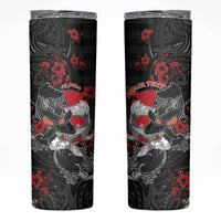 Personalised Hawaiian And Japanese Skinny Tumbler Aloha Koi Fish Palaka Patterns - Polynesian Pride