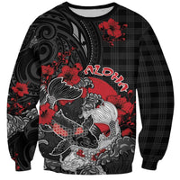 Personalised Hawaiian And Japanese Sweatshirt Aloha Koi Fish Palaka Patterns - Polynesian Pride