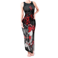 Personalised Hawaiian And Japanese Tank Maxi Dress Aloha Koi Fish Palaka Patterns DT05 Women Black - Polynesian Pride