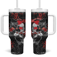 Personalised Hawaiian And Japanese Tumbler With Handle Aloha Koi Fish Palaka Patterns - Polynesian Pride