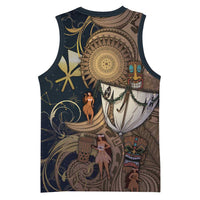 Hawaii Makahiki Basketball Jersey Polynesian Sky And Earth - Polynesian Pride
