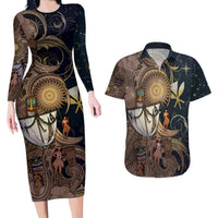 Hawaii Makahiki Couples Matching Long Sleeve Bodycon Dress and Hawaiian Shirt Polynesian Sky And Earth - Polynesian Pride