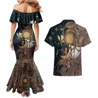 Hawaii Makahiki Couples Matching Mermaid Dress and Hawaiian Shirt Polynesian Sky And Earth - Polynesian Pride
