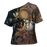 Hawaii Makahiki Cross Shoulder Shirt Polynesian Sky And Earth - Polynesian Pride