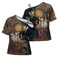Hawaii Makahiki Cross Shoulder Shirt Polynesian Sky And Earth - Polynesian Pride