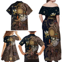 Hawaii Makahiki Family Matching Off Shoulder Maxi Dress and Hawaiian Shirt Polynesian Sky And Earth - Polynesian Pride