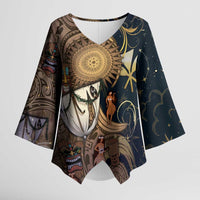 Hawaii Makahiki Kimono Sleeve Blouse Polynesian Sky And Earth - Polynesian Pride