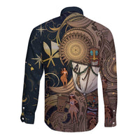 Hawaii Makahiki Long Sleeve Button Shirt Polynesian Sky And Earth - Polynesian Pride