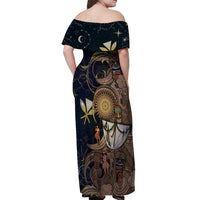 Hawaii Makahiki Off Shoulder Maxi Dress Polynesian Sky And Earth - Polynesian Pride