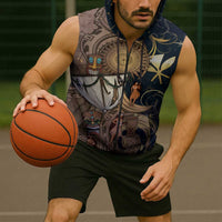 Hawaii Makahiki Sleeveless Zip Hoodie Polynesian Sky And Earth - Polynesian Pride