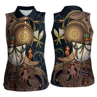 Hawaii Makahiki Women Sleeveless Polo Shirt Polynesian Sky And Earth - Polynesian Pride