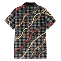 Hawaii Palaka Niihau Shell Lei Family Matching Short Sleeve Bodycon Dress and Hawaiian Shirt Tropical Island Plaid Patterns