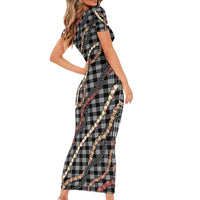 Hawaii Palaka Niihau Shell Lei Family Matching Short Sleeve Bodycon Dress and Hawaiian Shirt Tropical Island Plaid Patterns