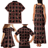 Hawaii Palaka Kahelelani Shell Lei Costume Family Matching Tank Maxi Dress and Hawaiian Shirt Plaid Patterns
