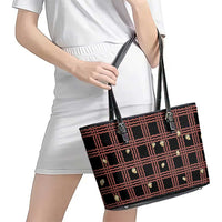 Hawaii Palaka Kahelelani Shell Lei Costume Leather Tote Bag Plaid Patterns