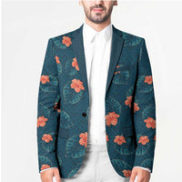 Hawaii Monstera Blazer Hibiscus Flowers Simple Style DT05 - Polynesian Pride