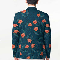Hawaii Monstera Blazer Hibiscus Flowers Simple Style DT05 - Polynesian Pride