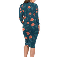 Hawaii Monstera Family Matching Long Sleeve Bodycon Dress and Hawaiian Shirt Hibiscus Flowers Simple Style - Polynesian Pride