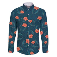 Hawaii Monstera Family Matching Short Sleeve Bodycon Dress and Hawaiian Shirt Hibiscus Flowers Simple Style - Polynesian Pride