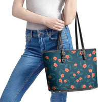 Hawaii Monstera Leather Tote Bag Hibiscus Flowers Simple Style DT05 - Polynesian Pride