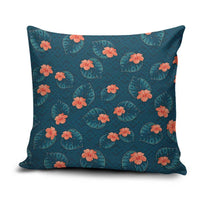 Hawaii Monstera Pillow Cover Hibiscus Flowers Simple Style - Polynesian Pride