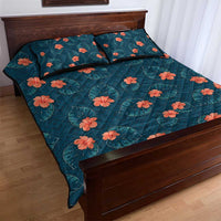 Hawaii Monstera Quilt Bed Set Hibiscus Flowers Simple Style - Polynesian Pride