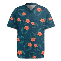 Hawaii Monstera Rugby Jersey Hibiscus Flowers Simple Style - Polynesian Pride