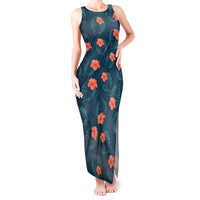 Hawaii Monstera Tank Maxi Dress Hibiscus Flowers Simple Style - Polynesian Pride