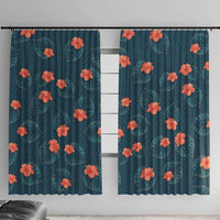 Hawaii Monstera Window Curtain Hibiscus Flowers Simple Style - Polynesian Pride
