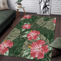 Hawaii Area Rug Green Polynesian Monstera Patterns - Polynesian Pride