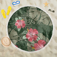 Hawaii Beach Blanket Green Polynesian Monstera Patterns - Polynesian Pride