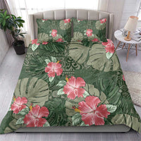 Hawaii Bedding Set Green Polynesian Monstera Patterns - Polynesian Pride