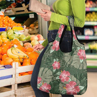 Hawaii Grocery Bag Green Polynesian Monstera Patterns - Polynesian Pride