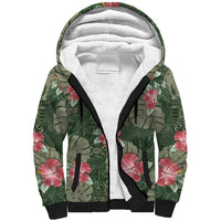Hawaii Sherpa Hoodie Green Polynesian Monstera Patterns DT05 Unisex Green - Polynesian Pride