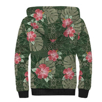 Hawaii Sherpa Hoodie Green Polynesian Monstera Patterns DT05 - Polynesian Pride