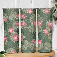 Hawaii Skinny Tumbler Green Polynesian Monstera Patterns - Polynesian Pride