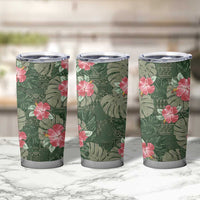 Hawaii Tumbler Cup Green Polynesian Monstera Patterns - Polynesian Pride