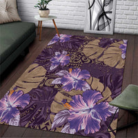 Hawaii Area Rug Purple Polynesian Monstera Patterns - Polynesian Pride