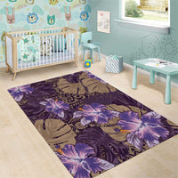 Hawaii Area Rug Purple Polynesian Monstera Patterns - Polynesian Pride