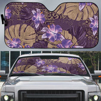 Hawaii Auto Sun Shade Purple Polynesian Monstera Patterns - Polynesian Pride