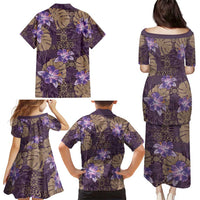 Hawaii Family Matching Puletasi and Hawaiian Shirt Purple Polynesian Monstera Patterns DT05 - Polynesian Pride