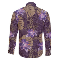 Hawaii Family Matching Puletasi and Hawaiian Shirt Purple Polynesian Monstera Patterns DT05 - Polynesian Pride