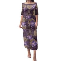 Hawaii Family Matching Puletasi and Hawaiian Shirt Purple Polynesian Monstera Patterns DT05 Mom's Dress Purple - Polynesian Pride