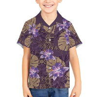 Hawaii Family Matching Puletasi and Hawaiian Shirt Purple Polynesian Monstera Patterns DT05 Son's Shirt Purple - Polynesian Pride