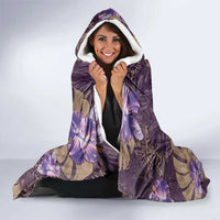 Hawaii Hooded Blanket Purple Polynesian Monstera Patterns - Polynesian Pride