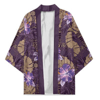 Hawaii Kimono Purple Polynesian Monstera Patterns - Polynesian Pride
