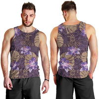 Hawaii Men Tank Top Purple Polynesian Monstera Patterns - Polynesian Pride